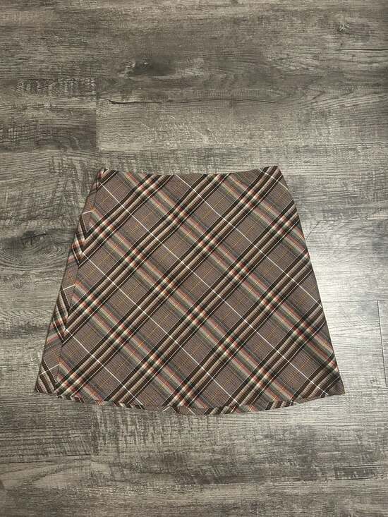 Princess Polly Dresses & Skirts - Princess Polly Brown Plaid Zip Front Mini Skirt Size US 6